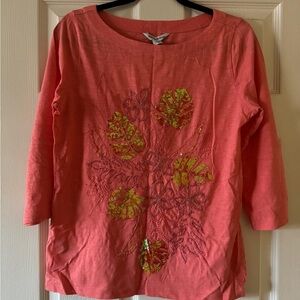 Tommy Bahama Women's Red Embellished Bouquet Lux T-shirt size S
